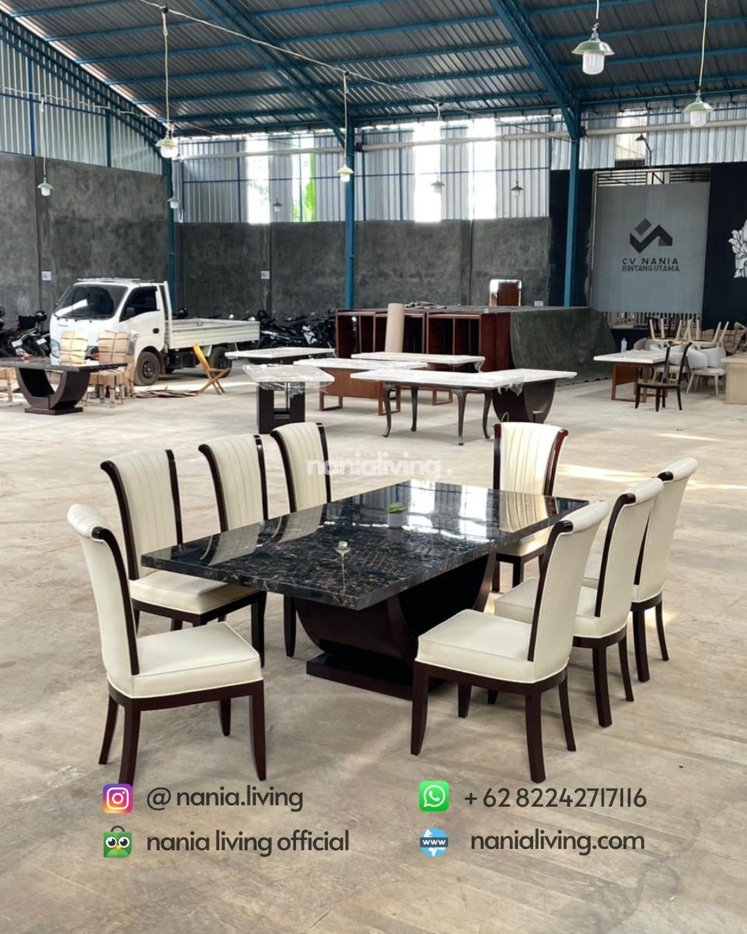 Portoro Gold Black Dining Table With 6 Chairs (2) Portoro Gold Black Dining Table With 6 Chairs