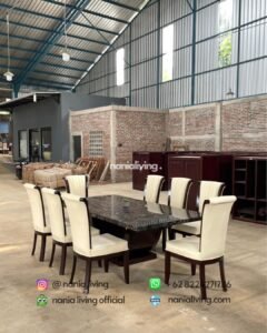 detail Portoro Gold Black Dining Table With 6 Chairs