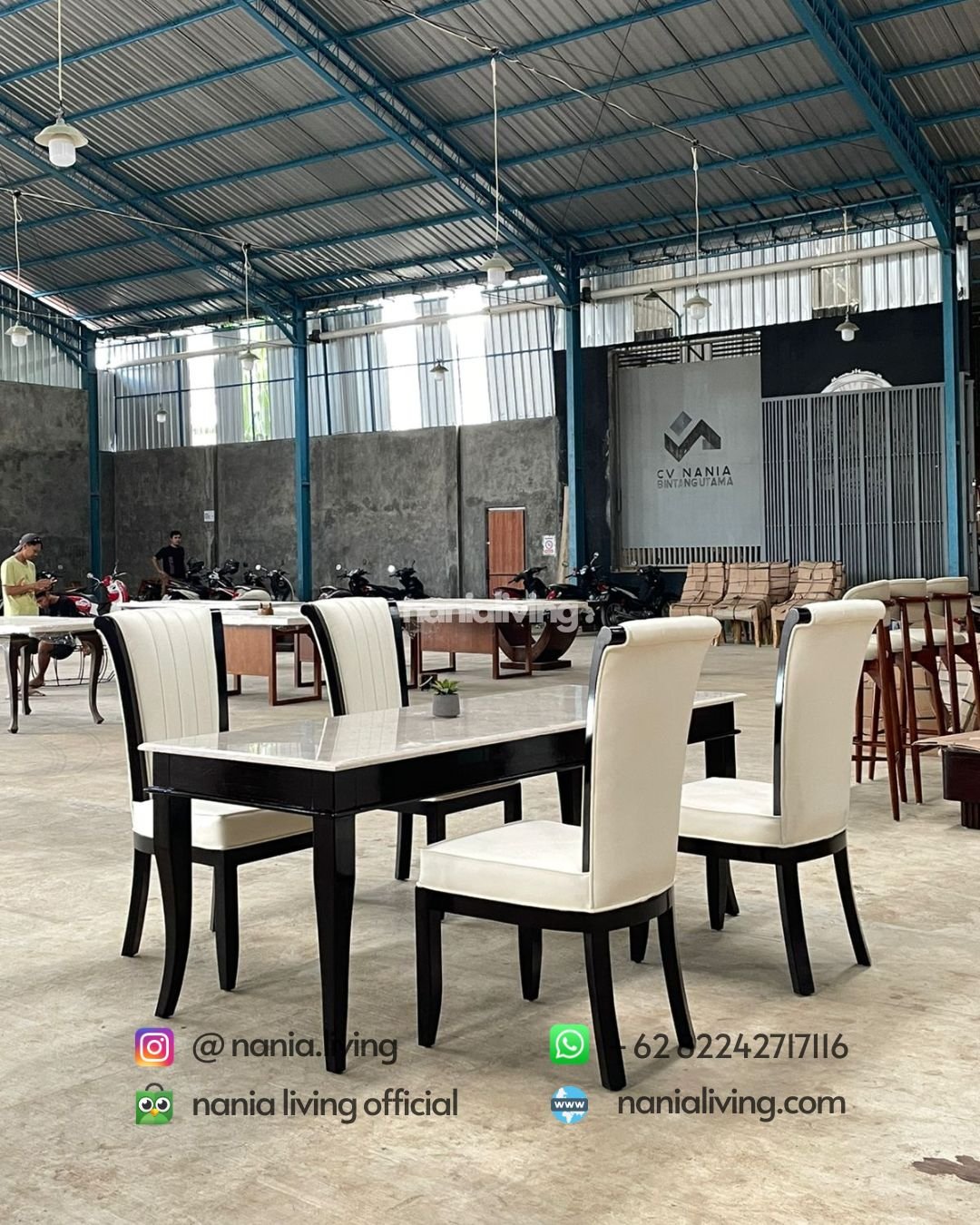 Simple Marble Dining Table With 4 Chairs (1) nanialiving