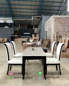 Simple Marble Dining Table With 4 Chairs