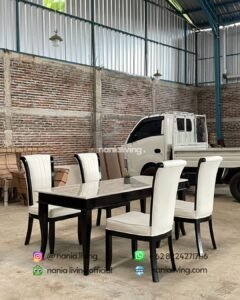 side Simple Marble Dining Table With 4 Chairs
