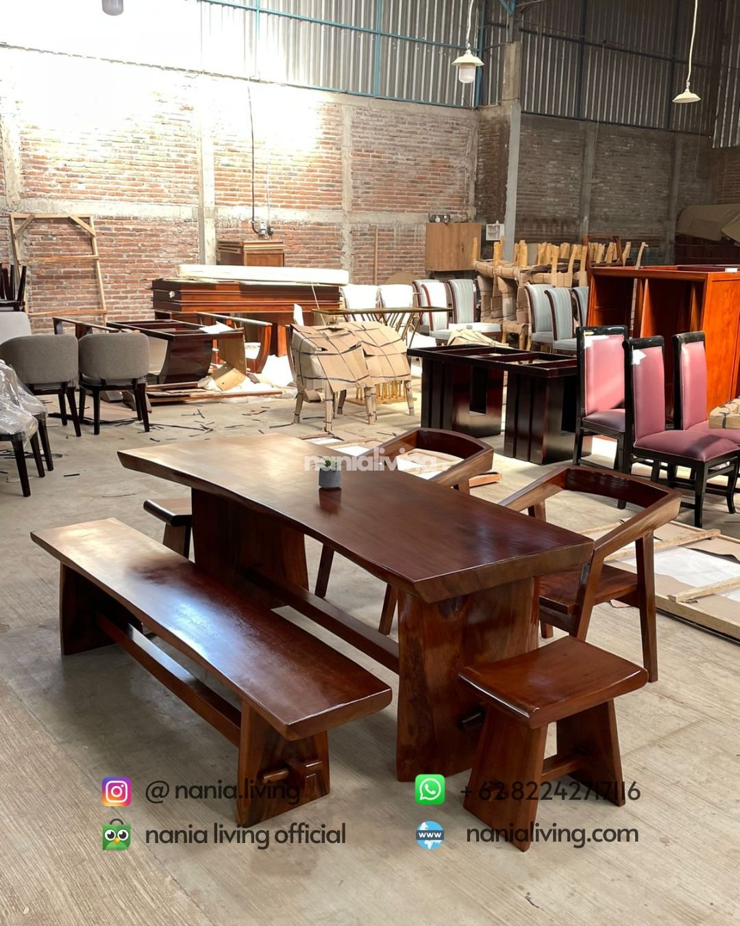 Solid Teak Dining Table Teak Benches And Chairs (1) nanialiving