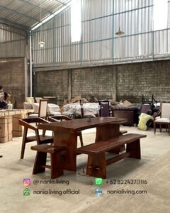 side Solid Teak Dining Table Teak Benches And Chairs
