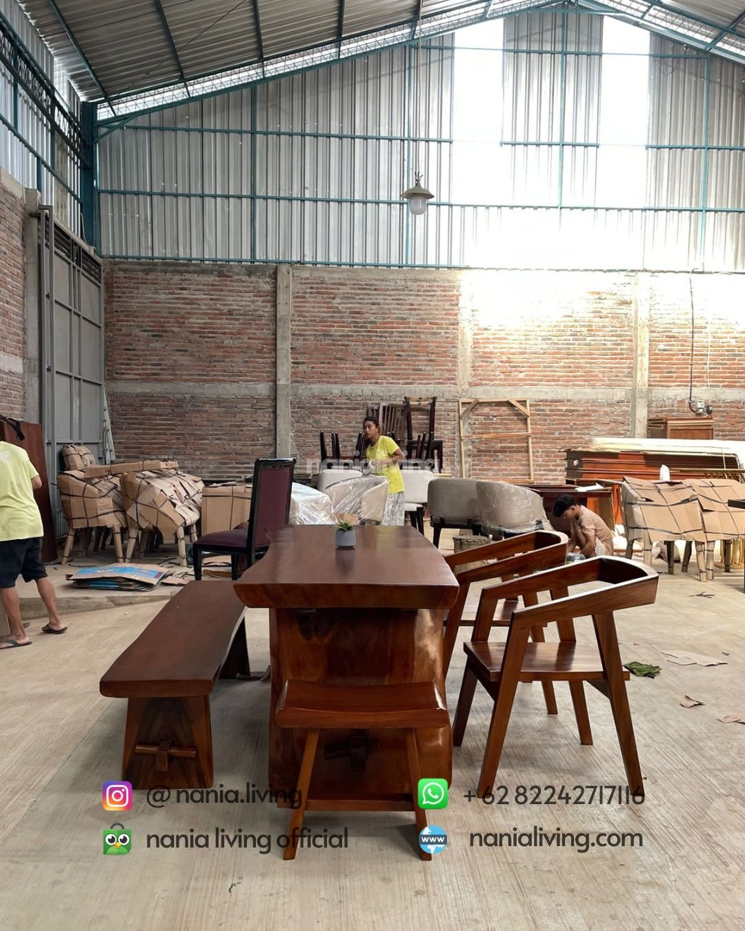 Solid Teak Dining Table Teak Benches And Chairs (8) cv nania bintang utama