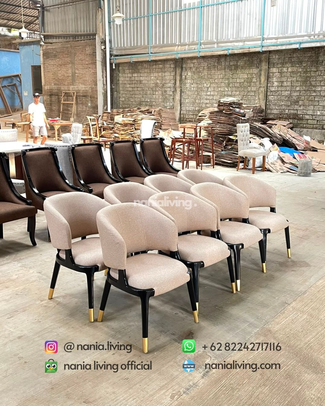Stella Dining Chair With Gold Ring Legs (2) nanialiving