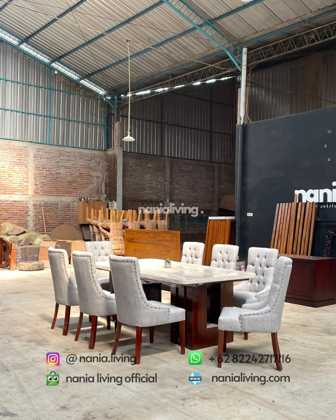 Stella Marble Dining Table With 8 Luxurious Chairs (1) nanialviing