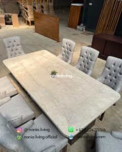 marble Stella Marble Dining Table With 8 Luxurious Chairs