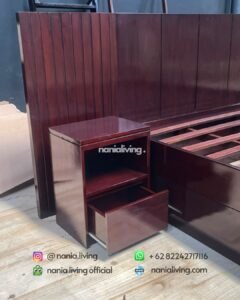 drawer Teak Bed Set With 2 Bedside Tables