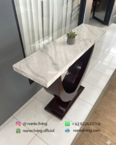 Teak Console Table With Marble Top