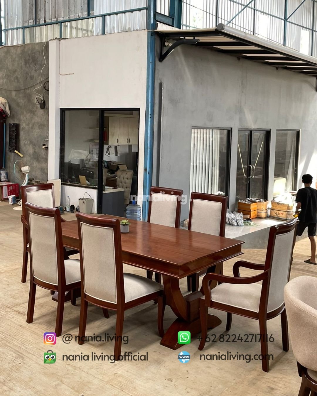 Teak Dining Table With 6 Armchairs (6) cv nania bintang utama