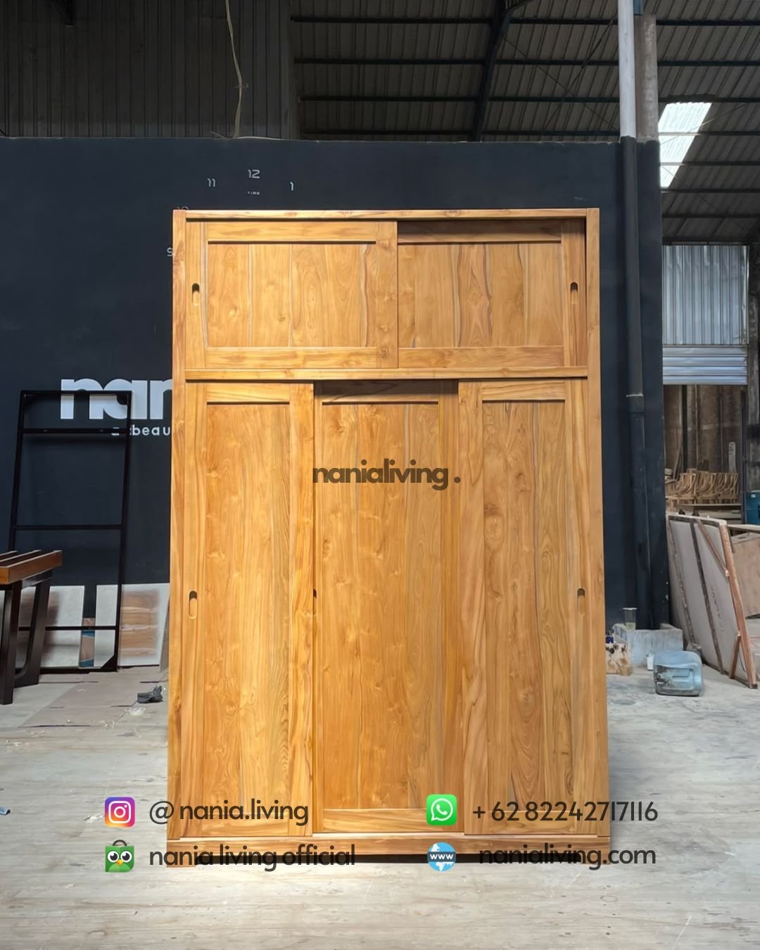 3-door Sliding Wardrobe Natural Teak (1)