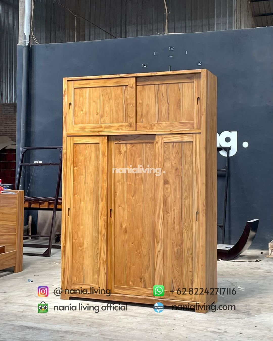 3-door Sliding Wardrobe Natural Teak (3)
