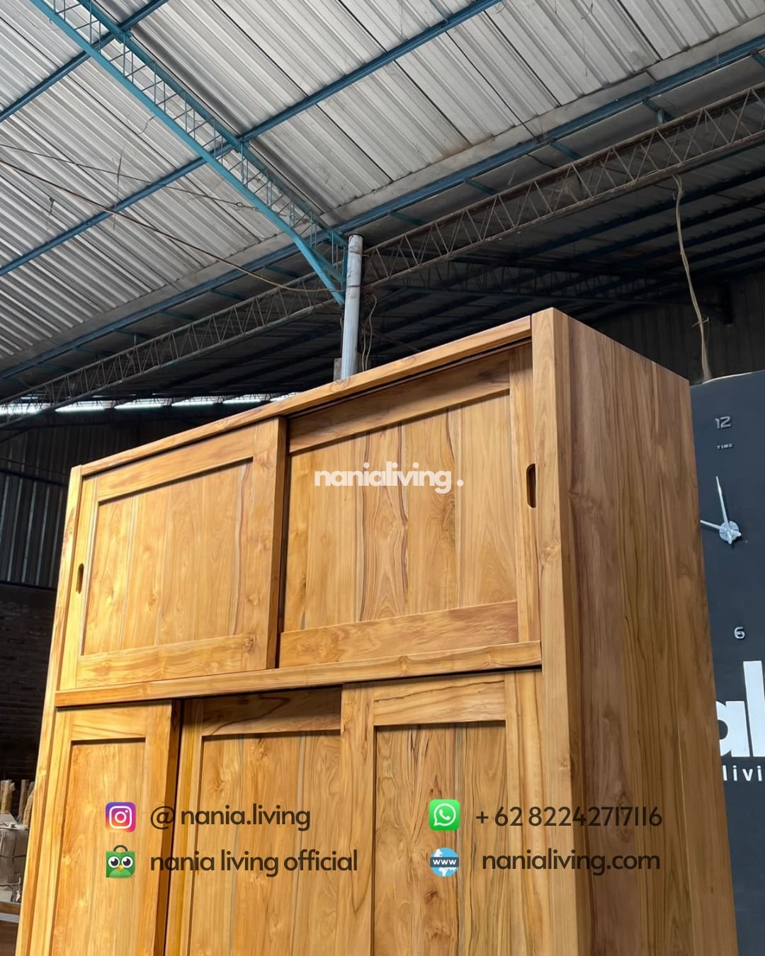 3-door Sliding Wardrobe Natural Teak (4)
