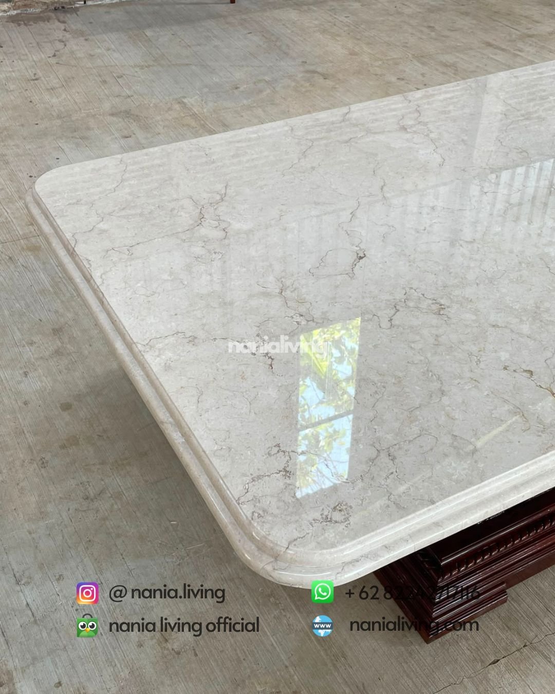 Carved Teak And Marble Dining Table (3)