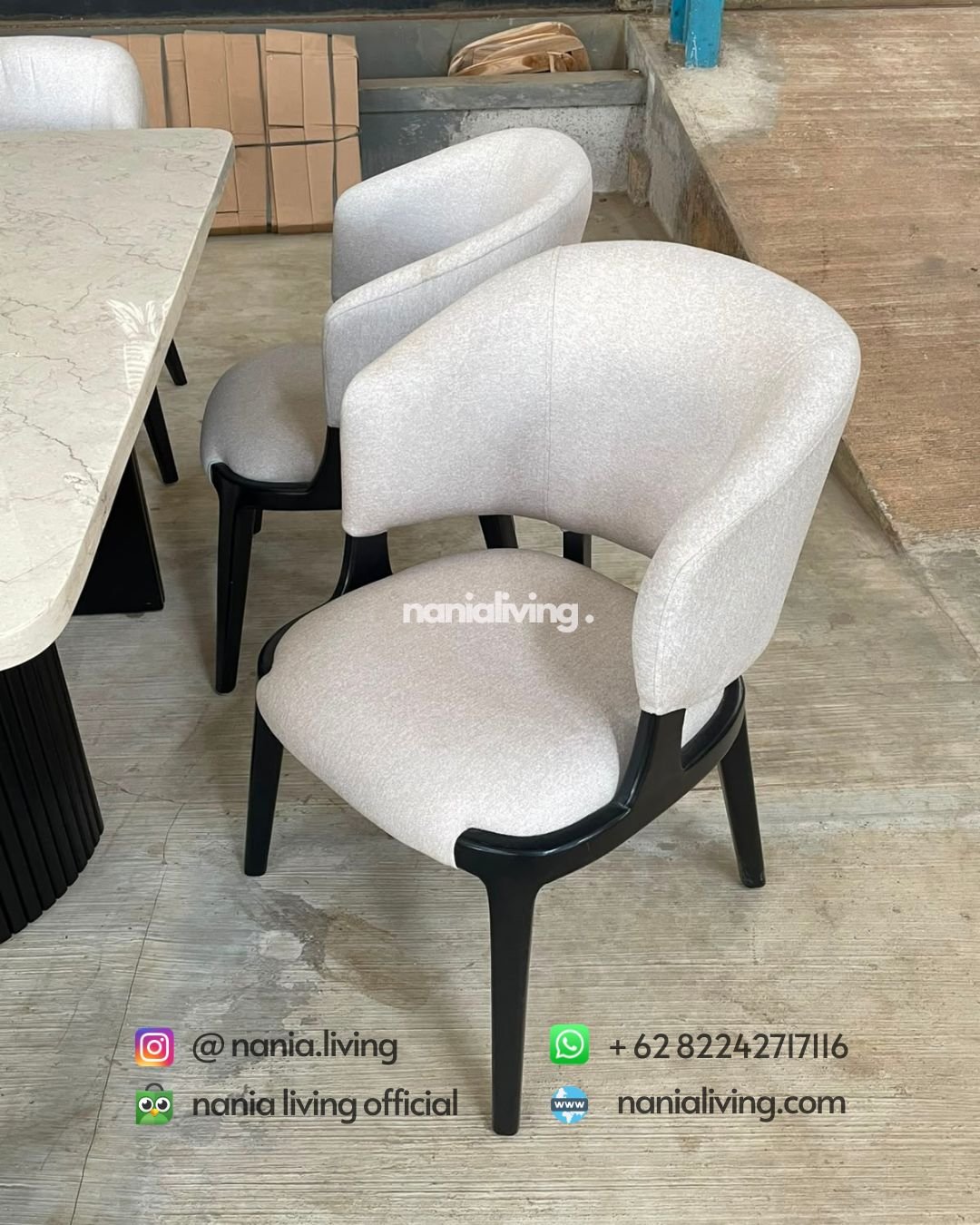 Modern 6-seater Veined Marble Dining Table Set (4)