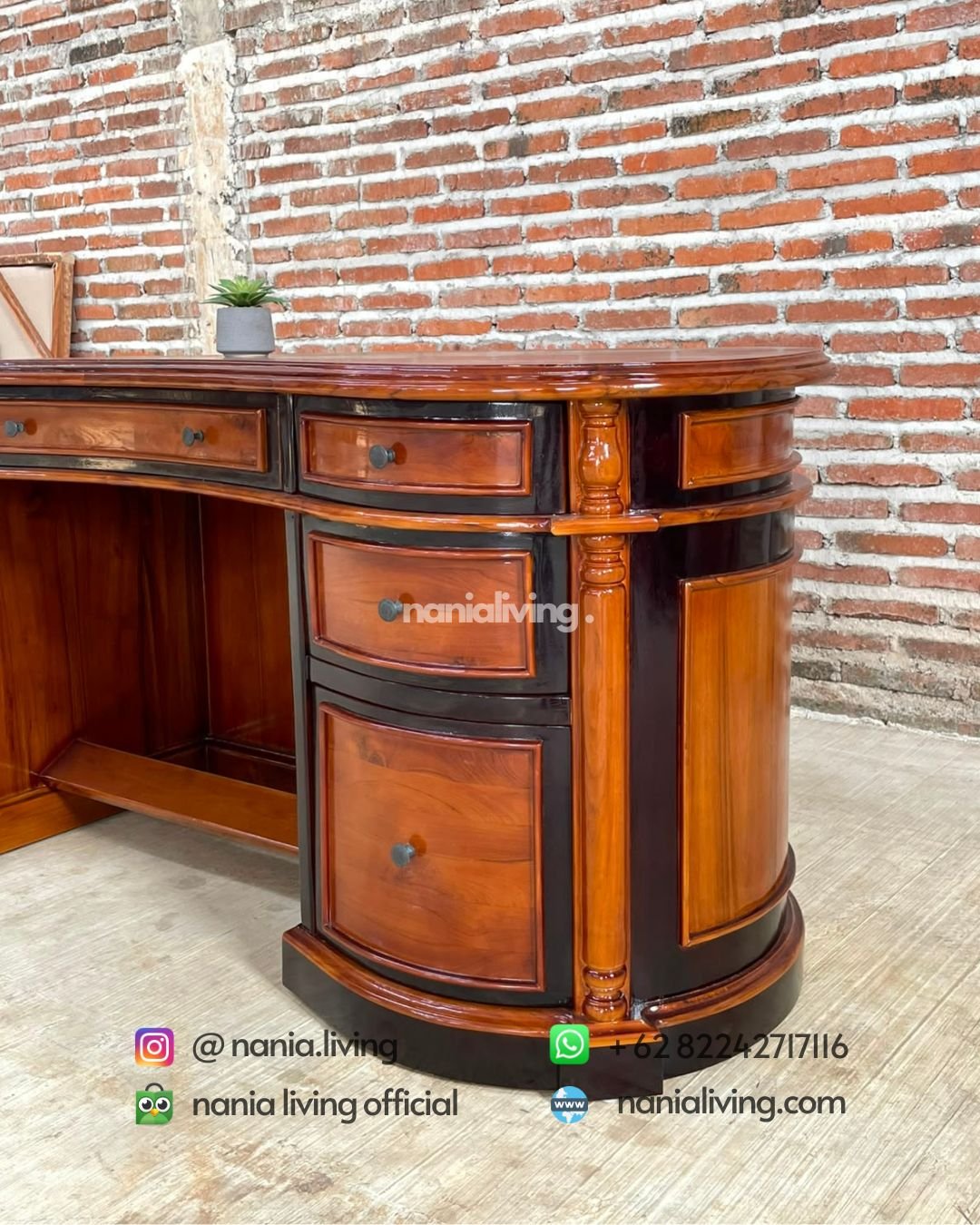 Modern Curved Teak Desk (2)
