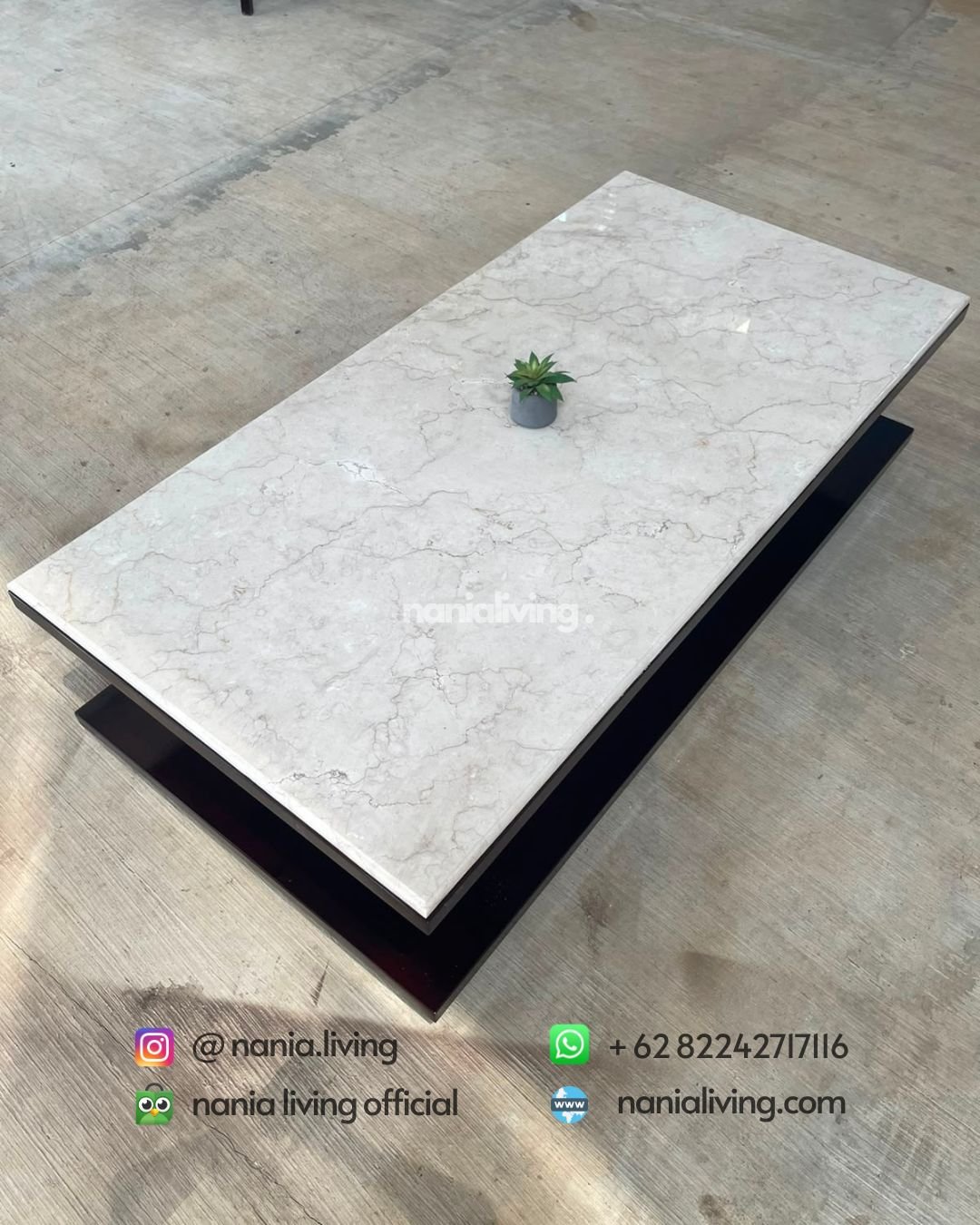 Rectangular Teak And Marble Coffee Table (3)