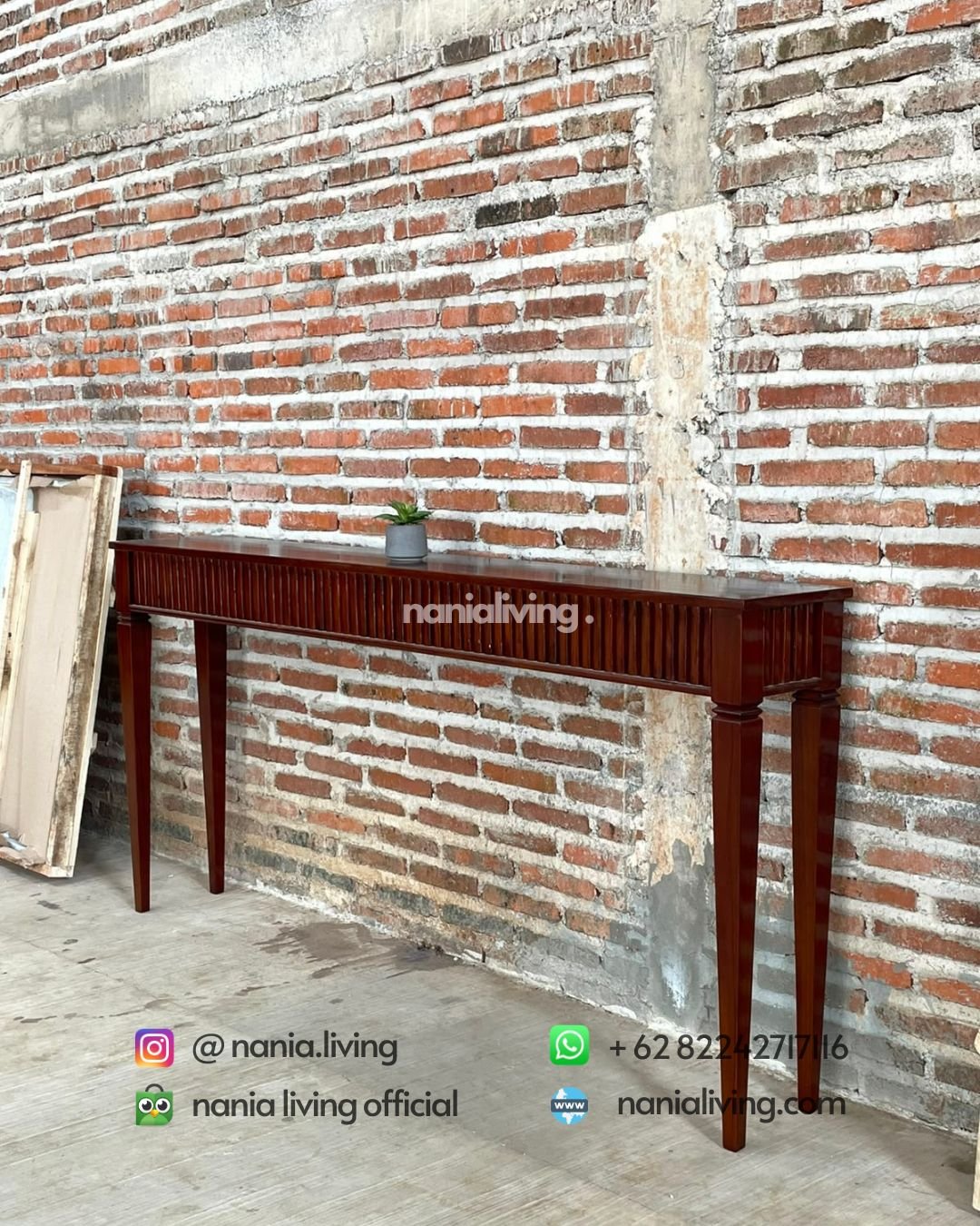 Rectangular Teak Console Table (2)