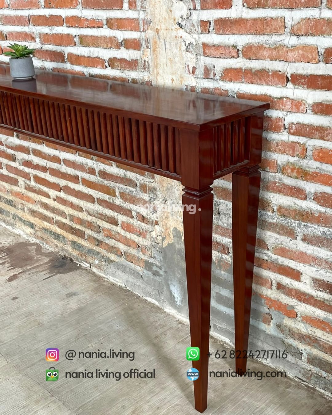 Rectangular Teak Console Table (3)