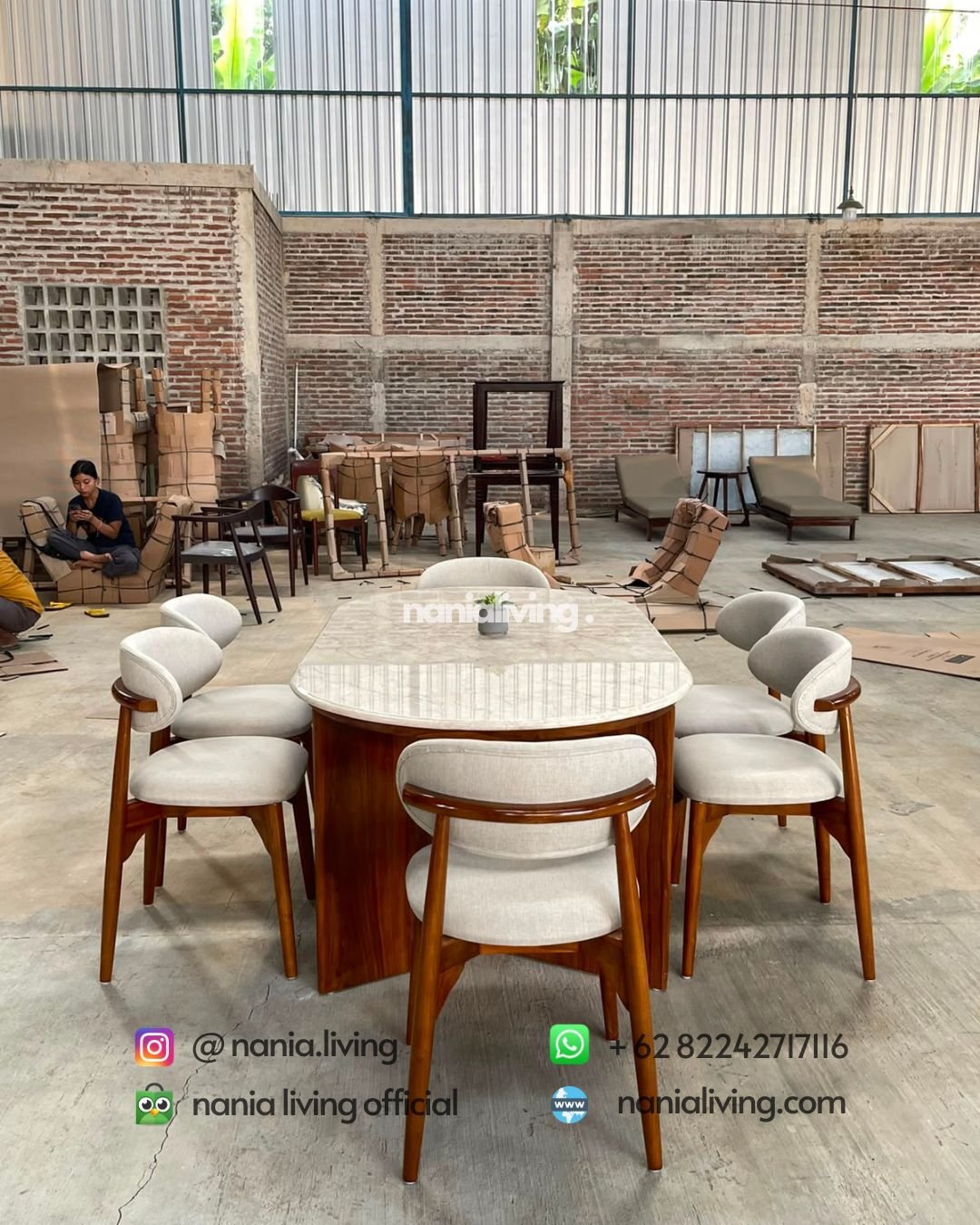 Ropan Oval Marble Dining Table Set With 6 Chairs (4)