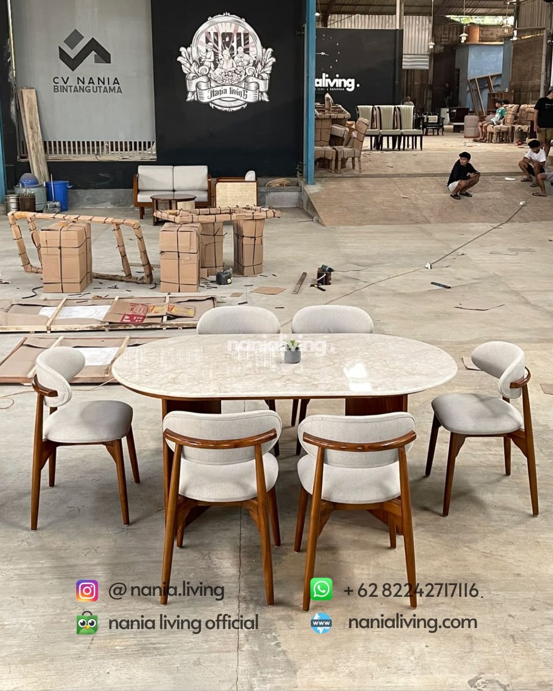Ropan Oval Marble Dining Table Set With 6 Chairs (5)