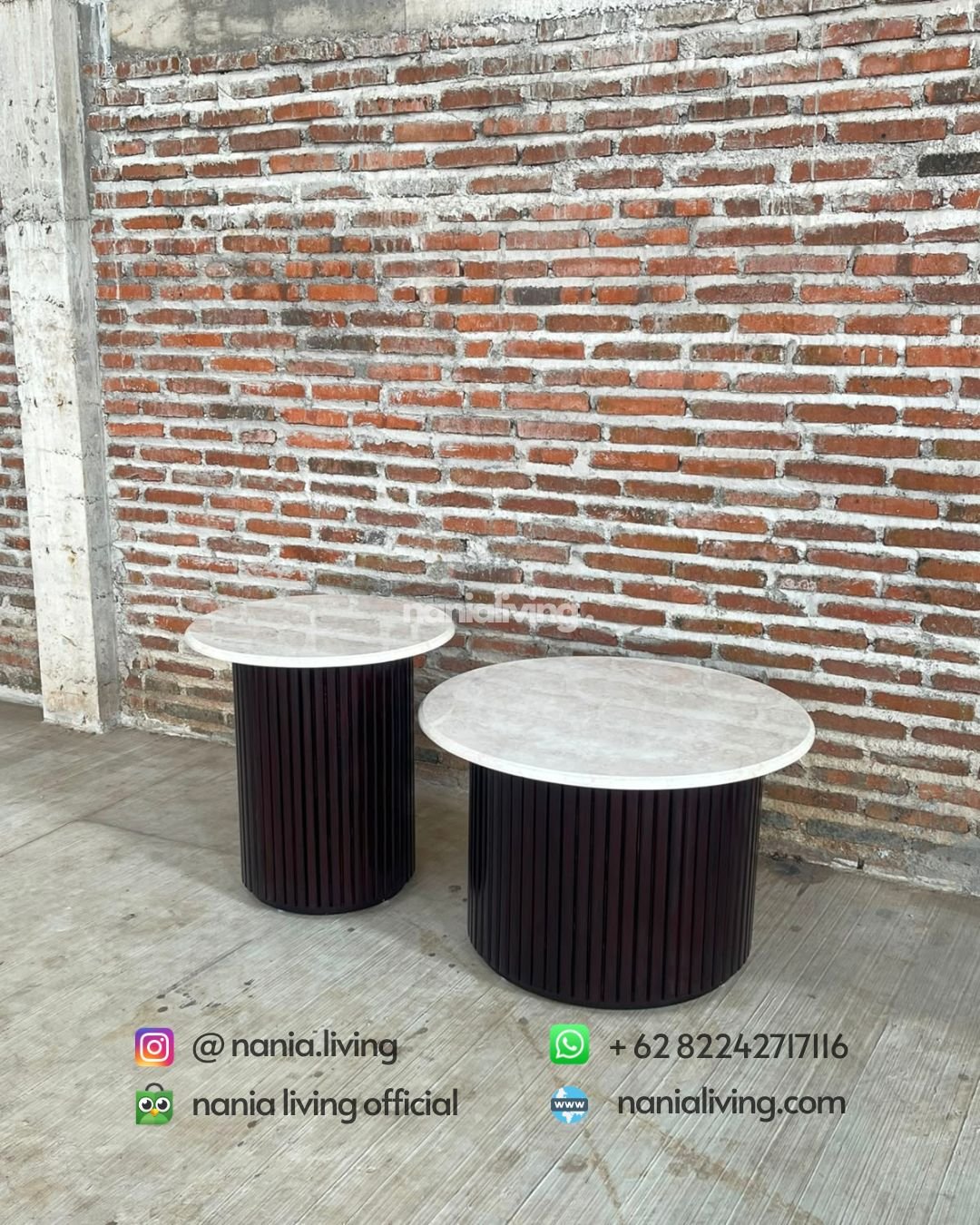 Round Marble Coffee Table Set (1)