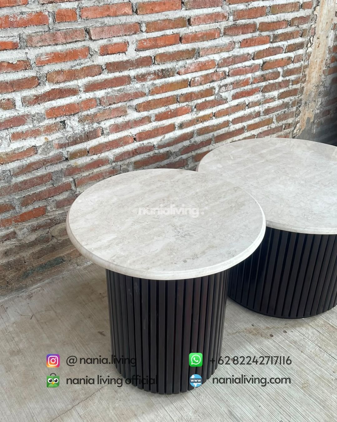 Round Marble Coffee Table Set (2)