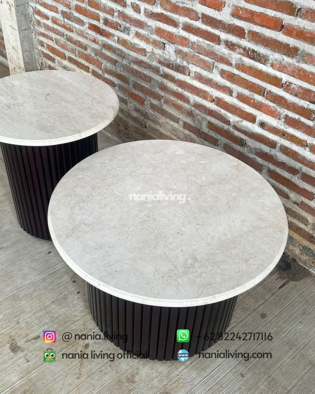 Round Marble Coffee Table Set (5)