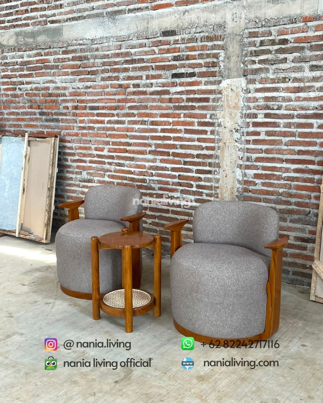 Set Modern Teak Patio Chairs With Table (1)
