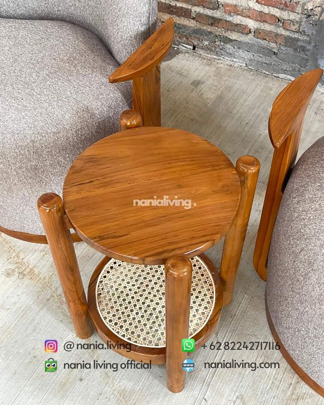 Set Modern Teak Patio Chairs With Table (3)