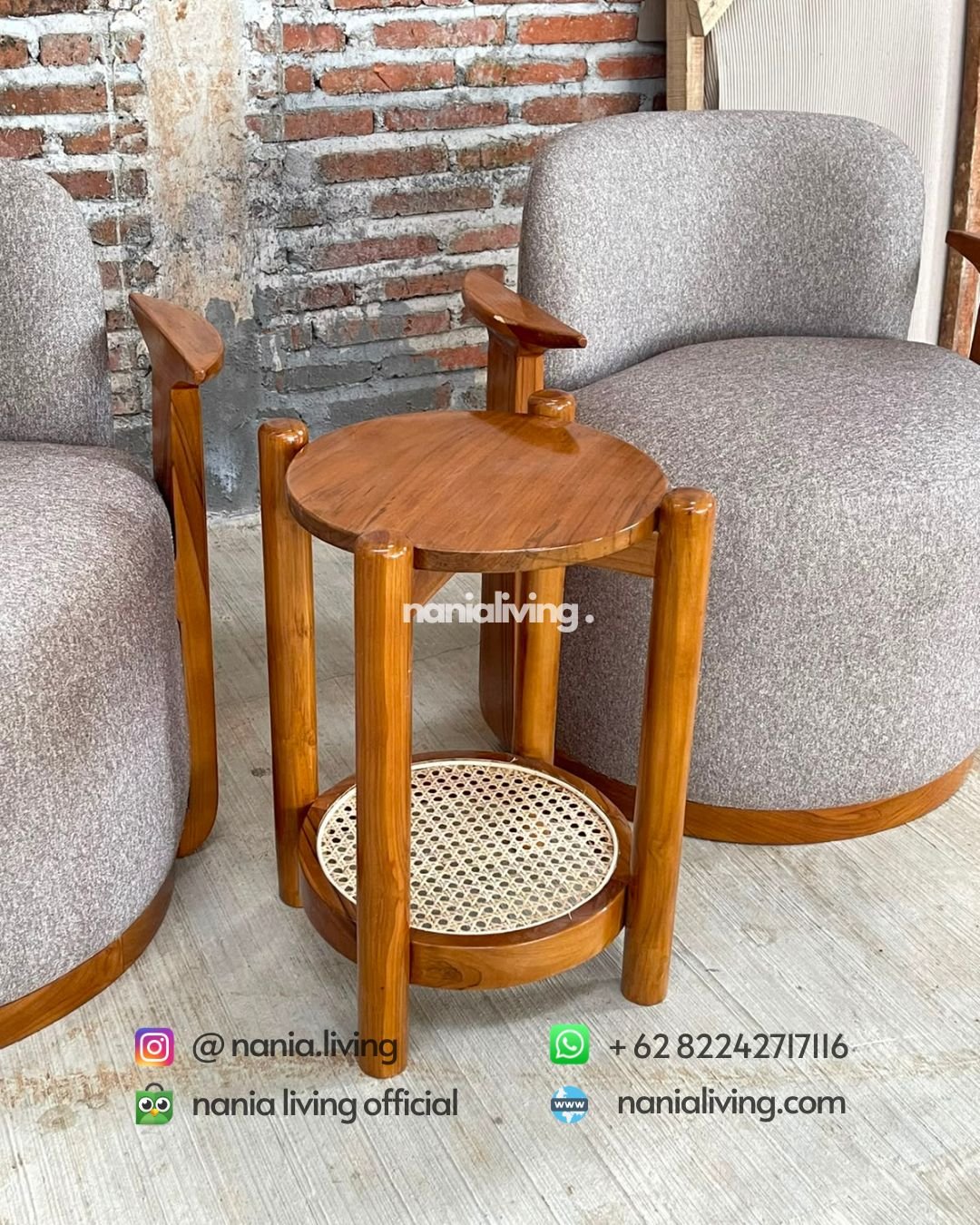 Set Modern Teak Patio Chairs With Table (4)