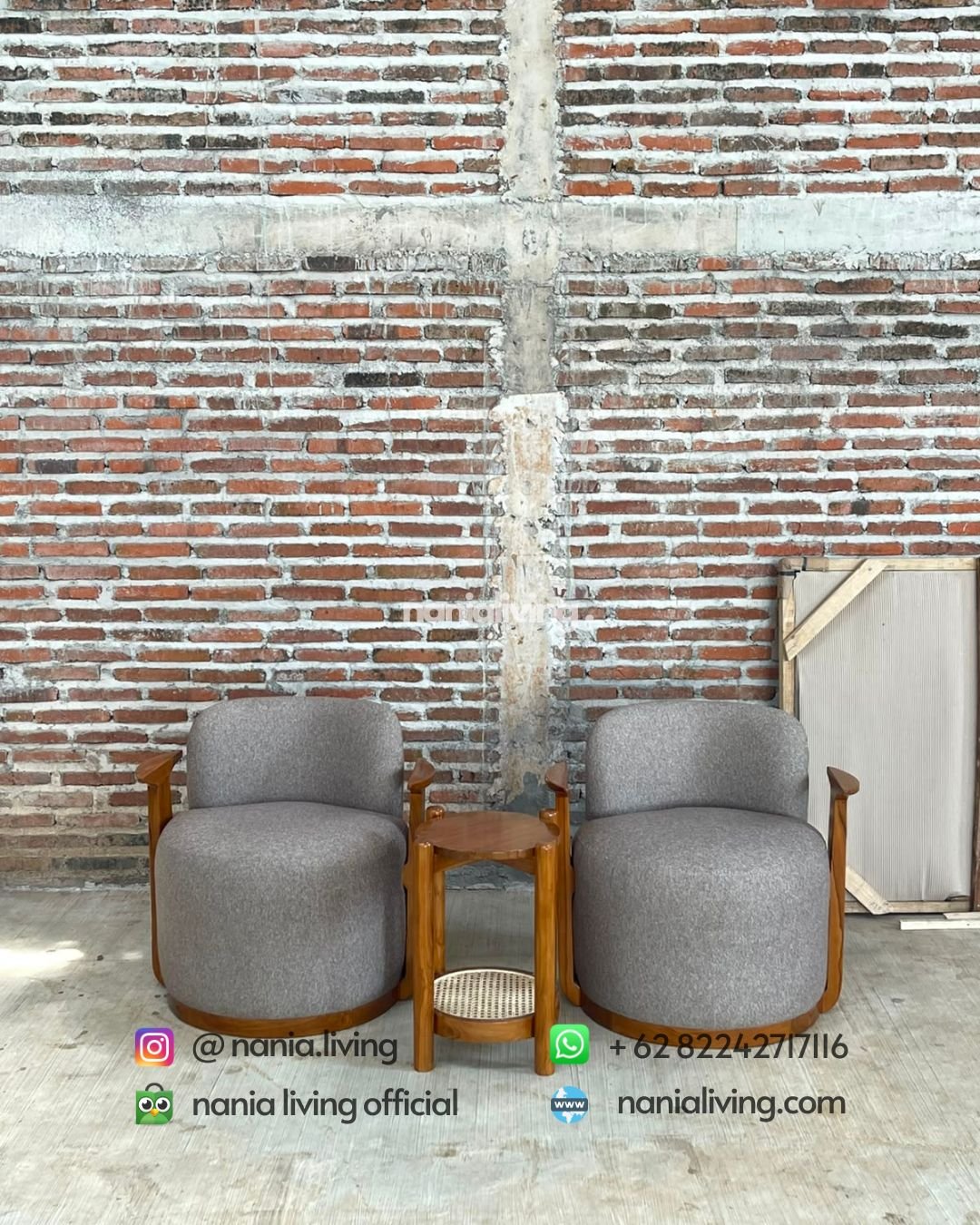 Set Modern Teak Patio Chairs With Table (5)