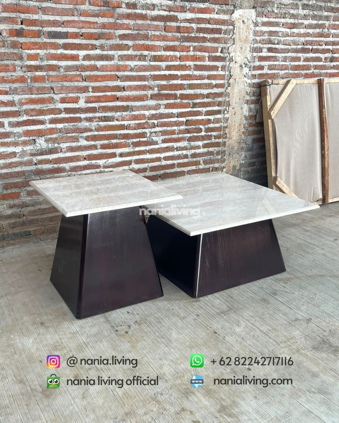 Square Marble Coffee Table Set (1)