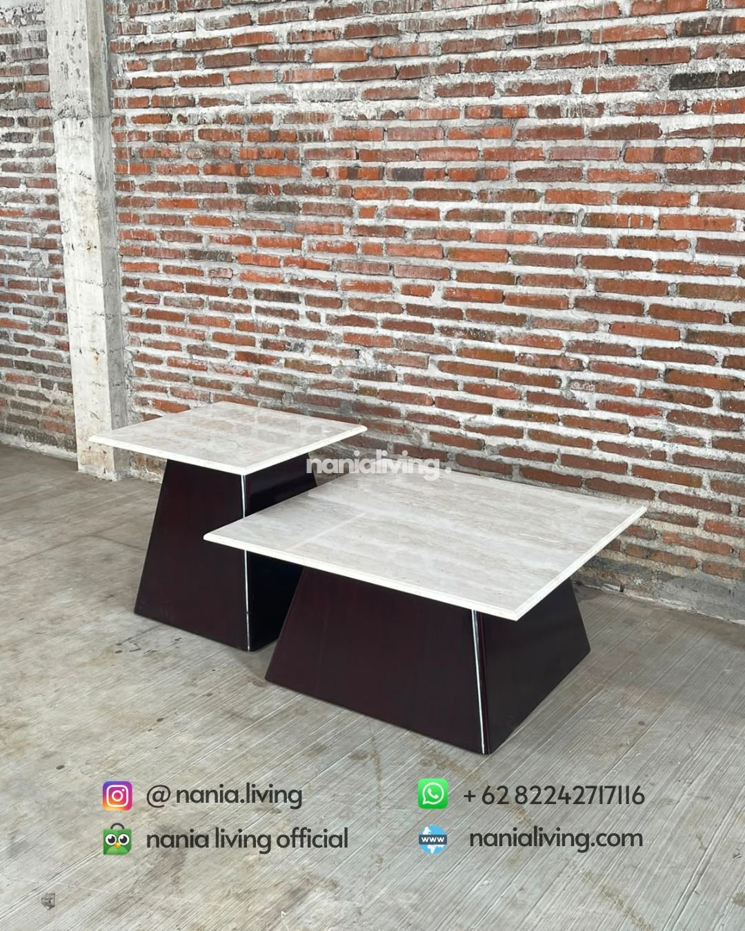 Square Marble Coffee Table Set (5)