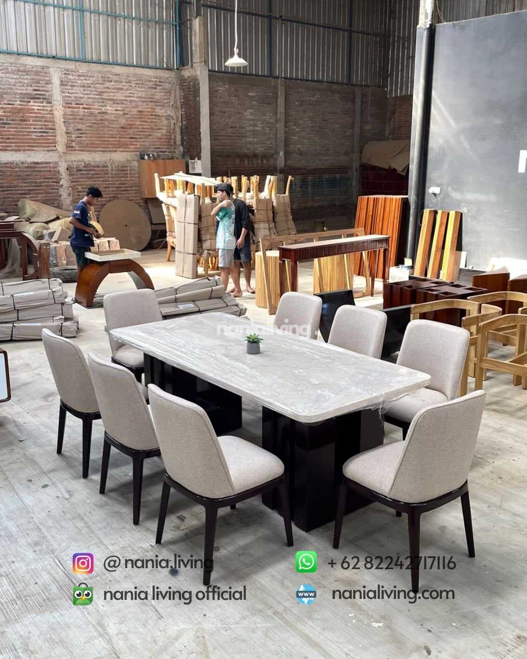 Stella Marble Dining Table With 8 Modern Chairs (1)
