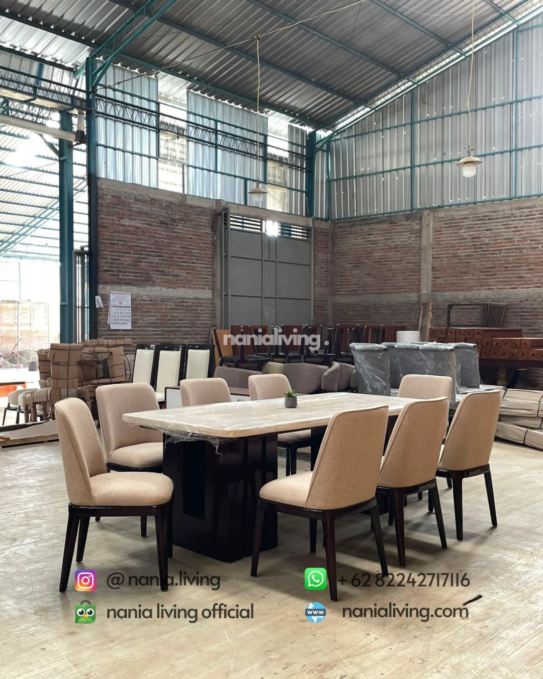 Stella Marble Dining Table With 8 Modern Chairs (2)