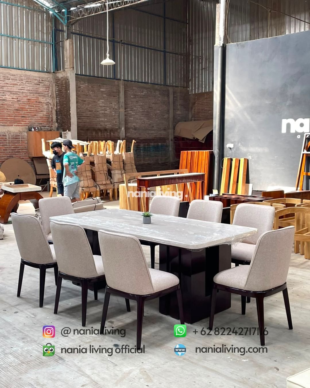 Stella Marble Dining Table With 8 Modern Chairs (4)
