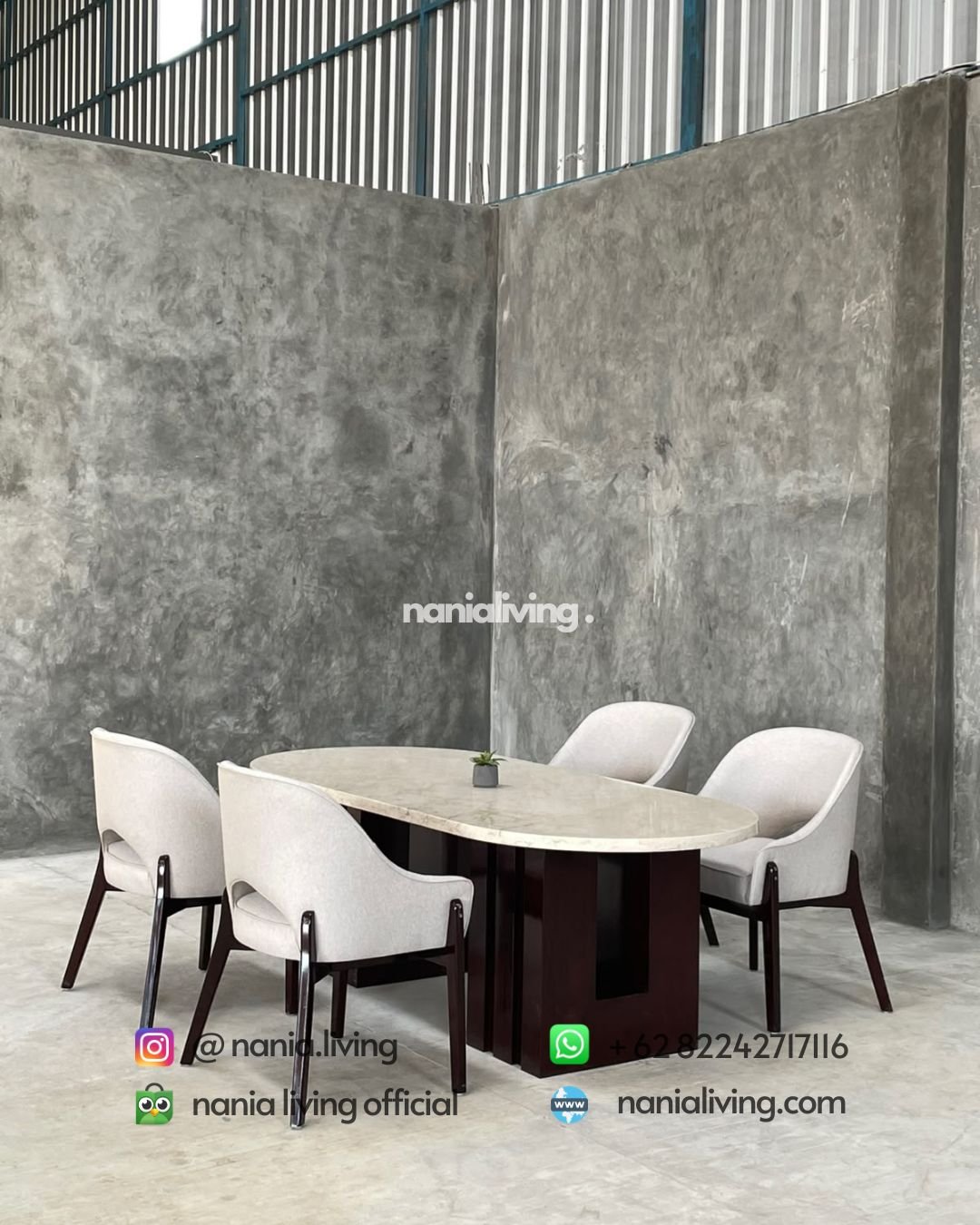 Stella Oval Marble Dining Table With 4 Modern Chairs (4)