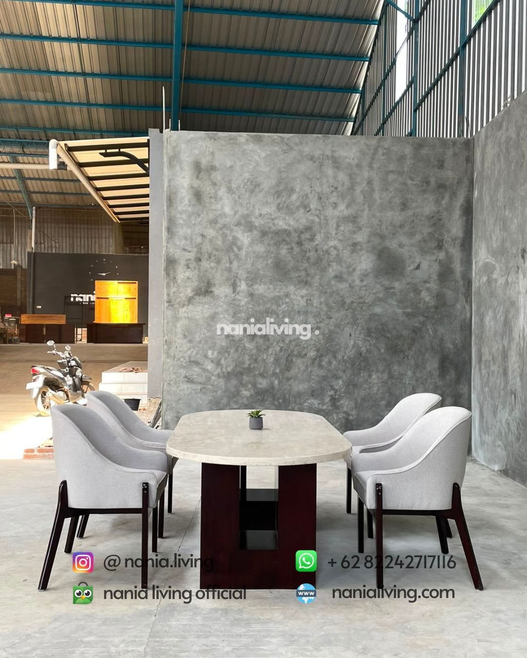 Stella Oval Marble Dining Table With 4 Modern Chairs (5)