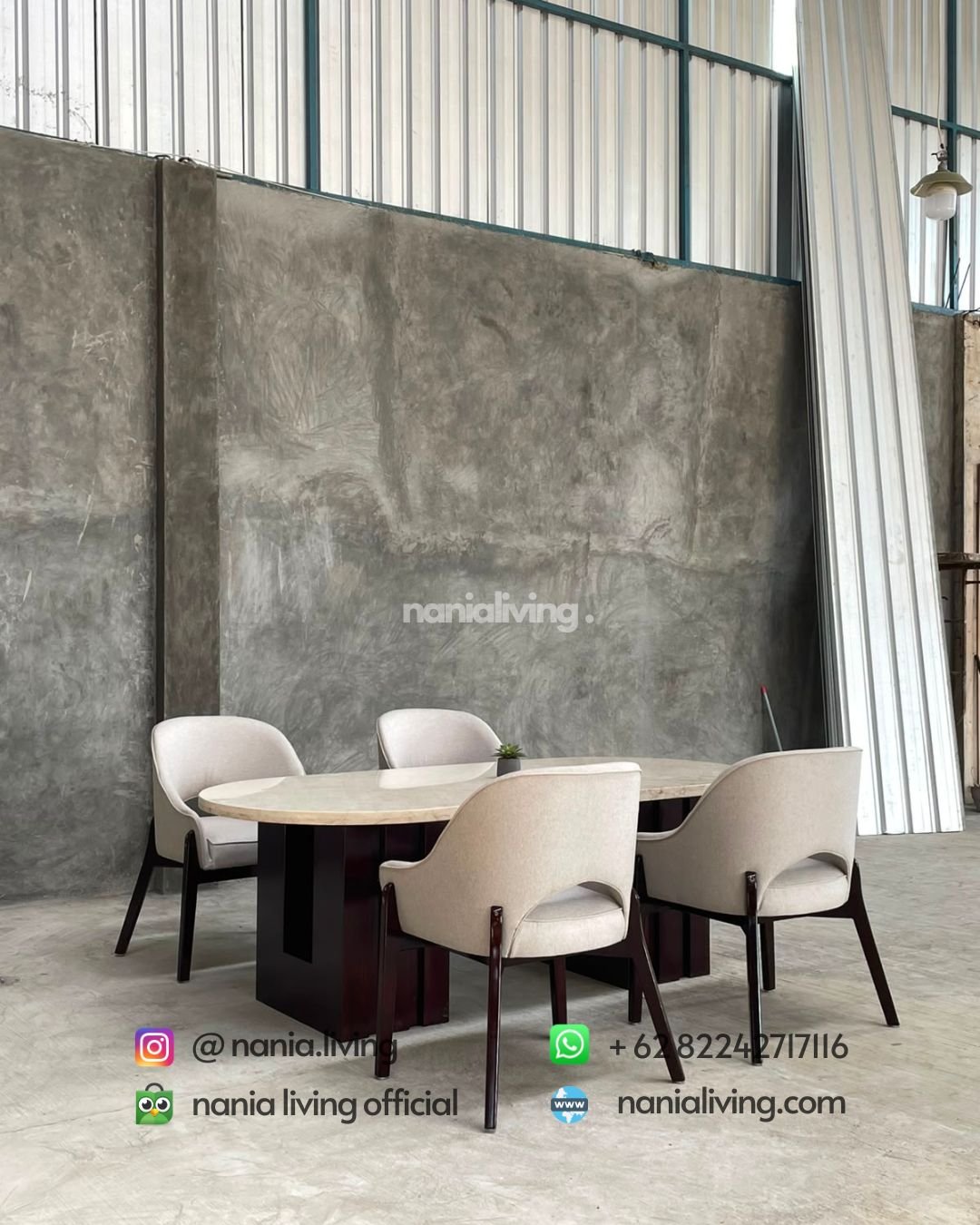 Stella Oval Marble Dining Table With 4 Modern Chairs (6)
