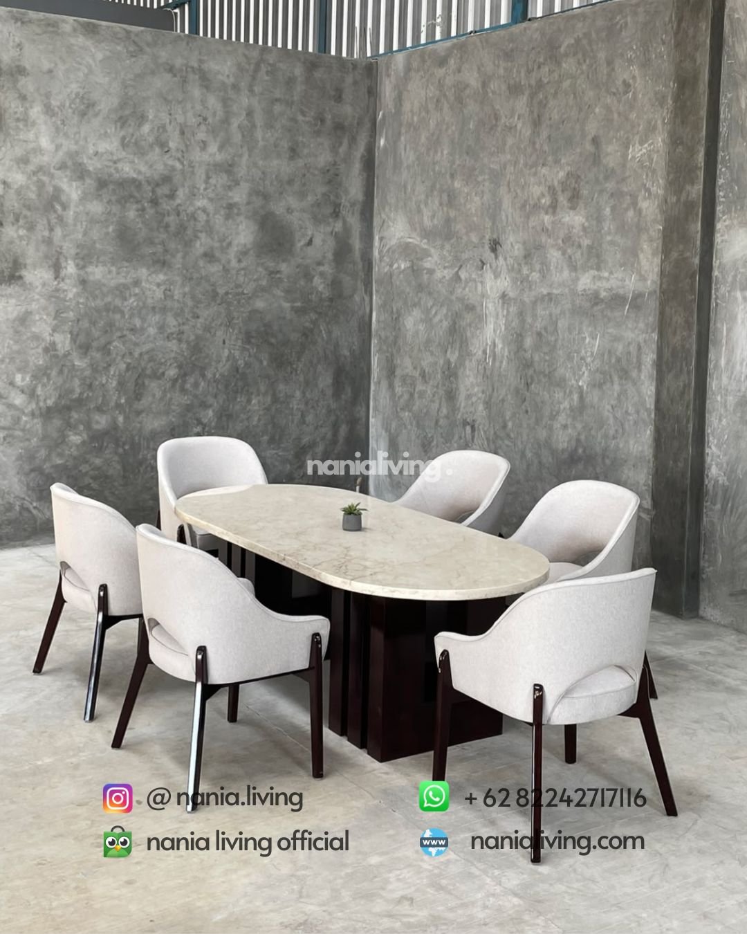 Stella Oval Marble Dining Table With 6 Modern Chairs (1)