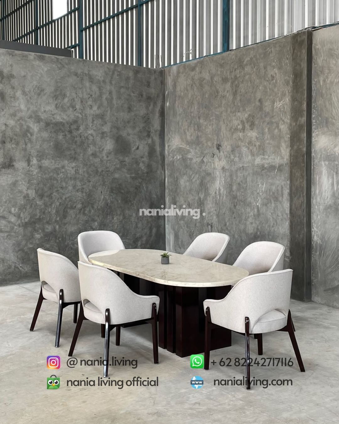 Stella Oval Marble Dining Table With 6 Modern Chairs (2)
