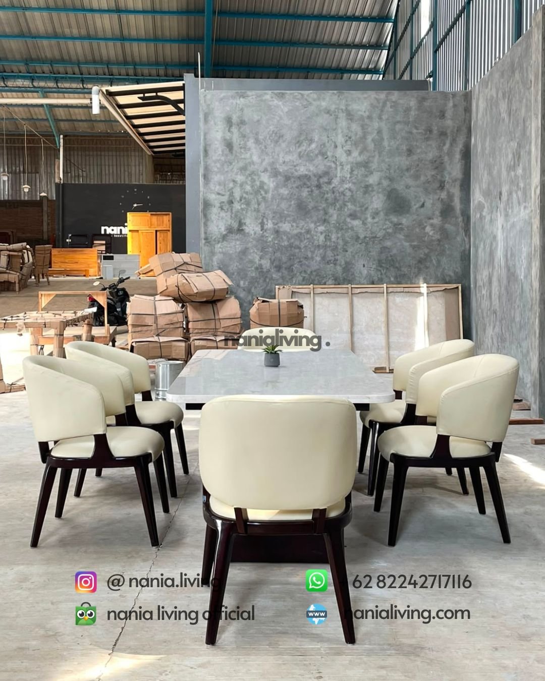 Marble-topped Dining Table And 6 Minimalist Foam Chairs (2)
