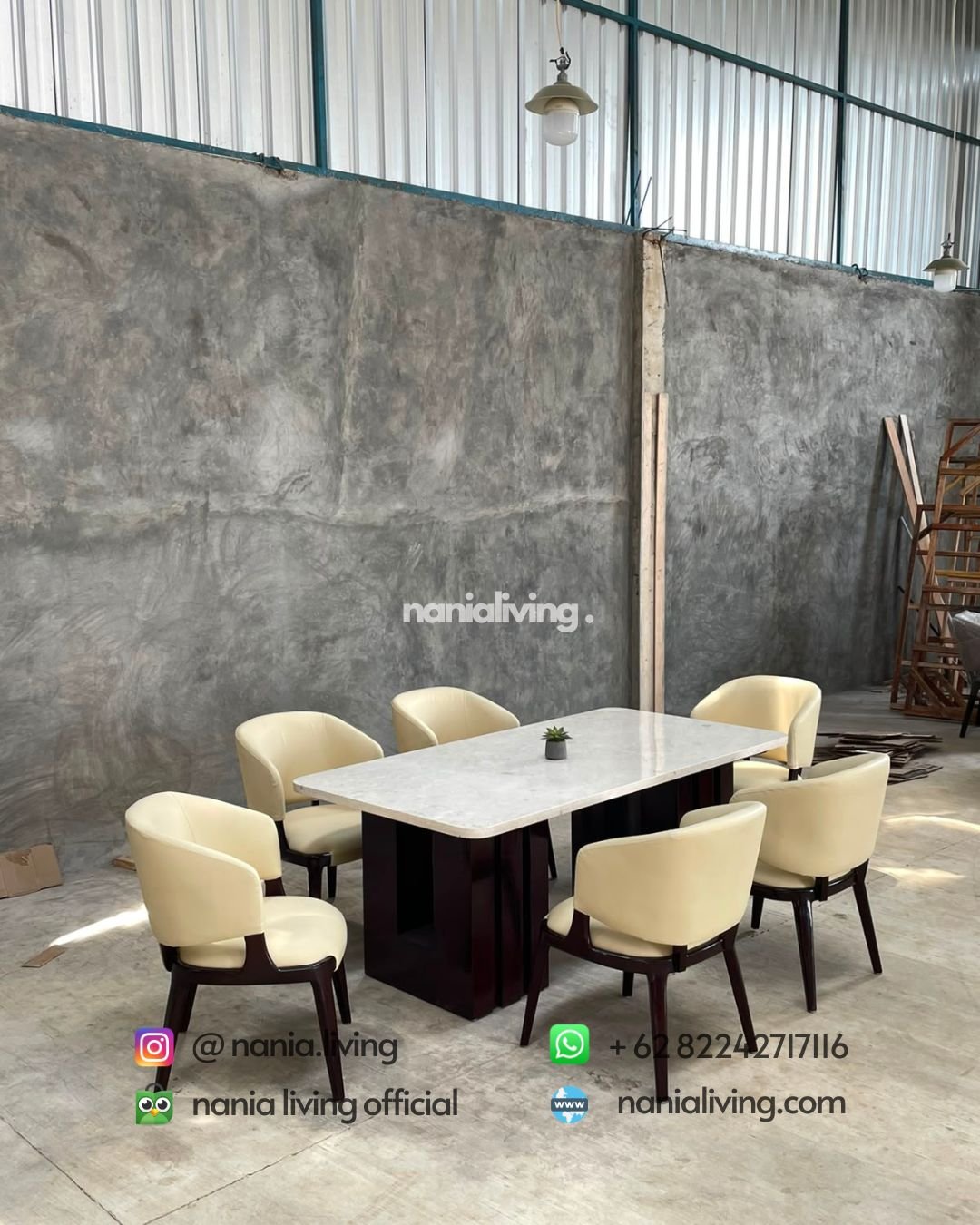 Marble-topped Dining Table And 6 Minimalist Foam Chairs (5)