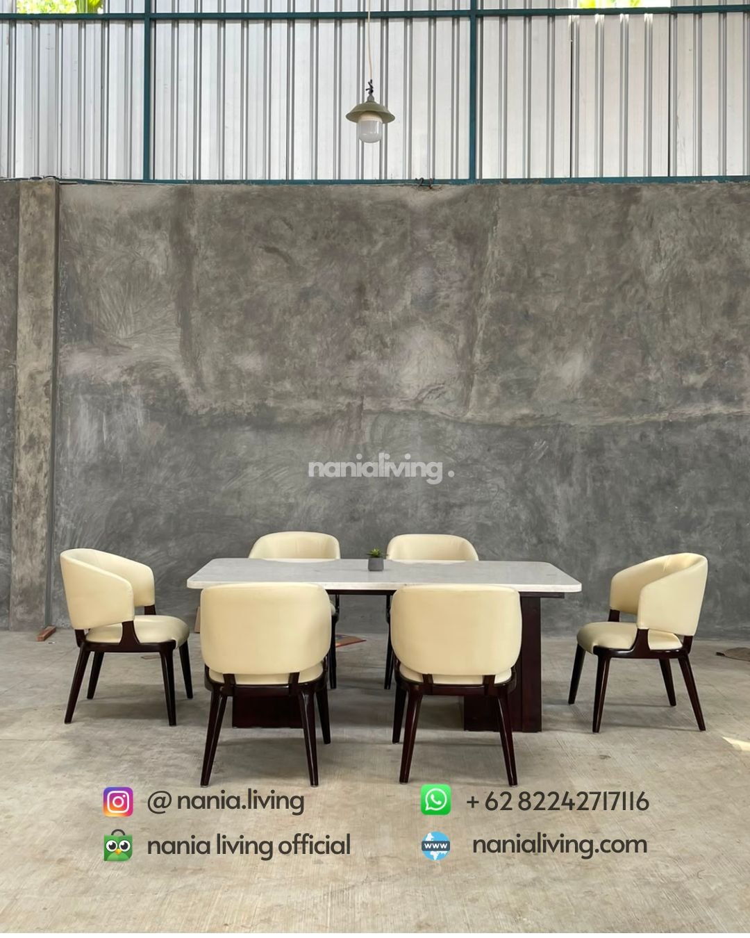 Marble-topped Dining Table And 6 Minimalist Foam Chairs (6)