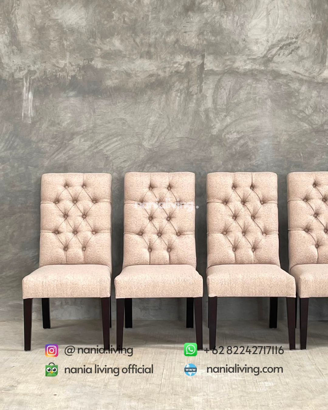 Minimalist Fabric Dining Chairs With Buttons (3)