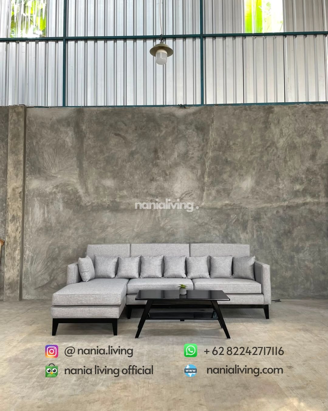 Modern Corner Sofa Set With A Teak Table (1)
