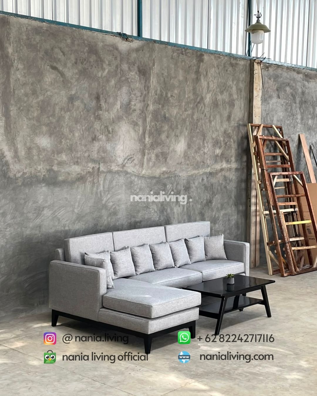 Modern Corner Sofa Set With A Teak Table (3)