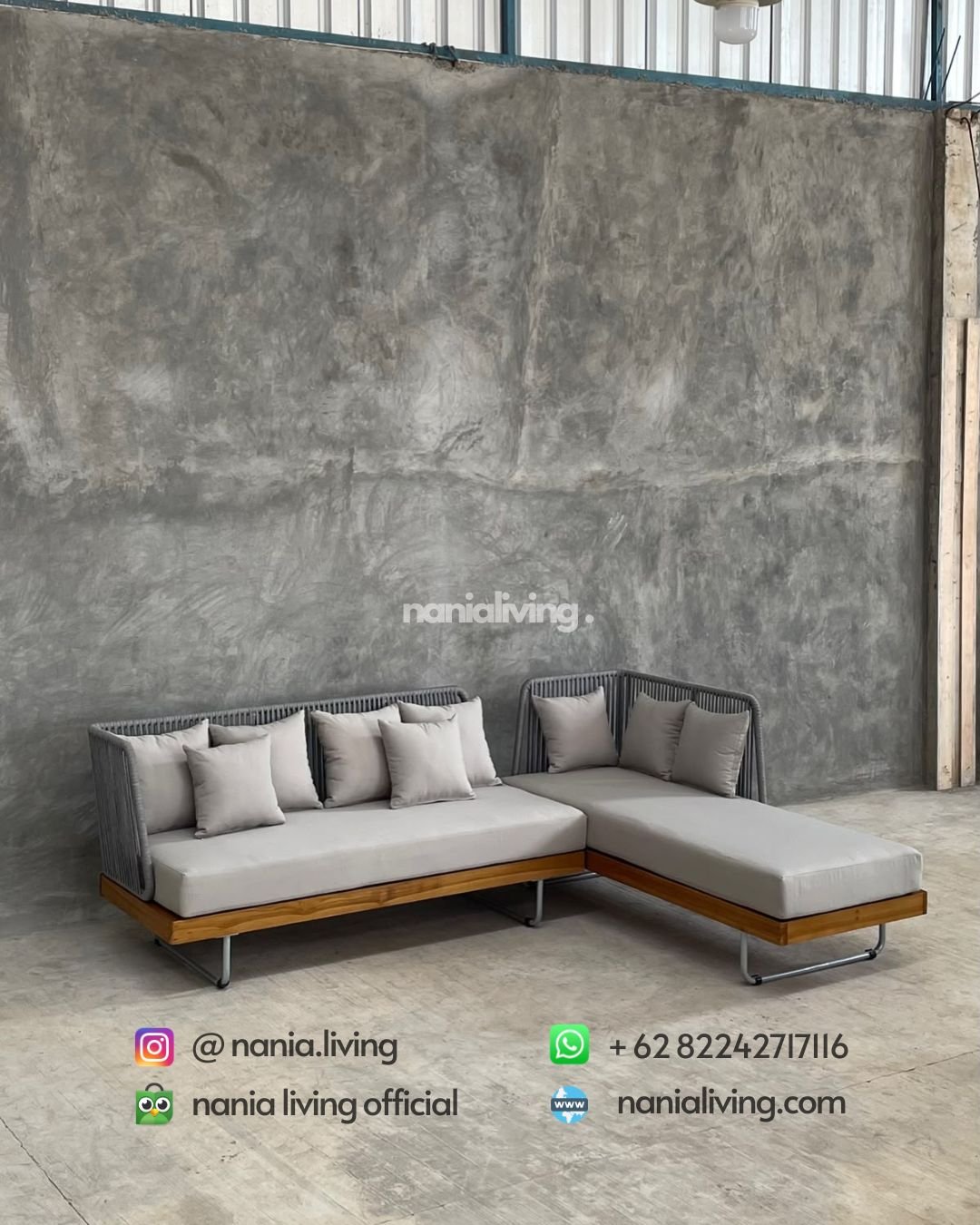 Teak Rope Strapping Corner Sofa (1)