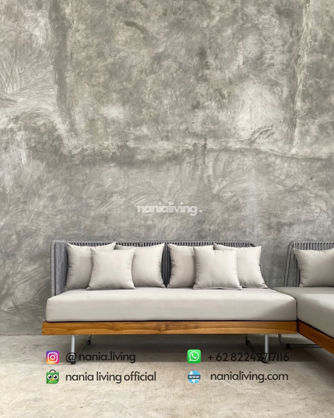 Teak Rope Strapping Corner Sofa (2)